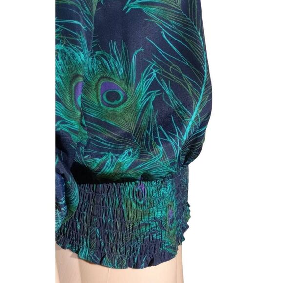 Michael Kors peacock feather patterned blouse size SP - Picture 3 of 6